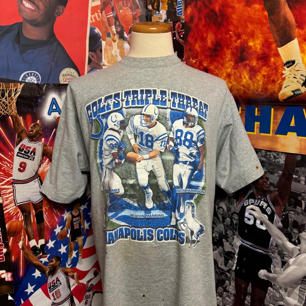 Vintage Indianapolis Colts Triple Threat Manning Harrison Pro Player Tee Sz XL‎